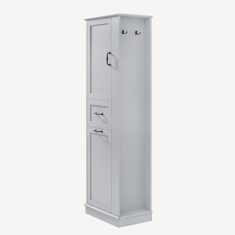 Tall Bathroom Storage Cabinet with Tilt-Out Compartment and Adjustable Shelves