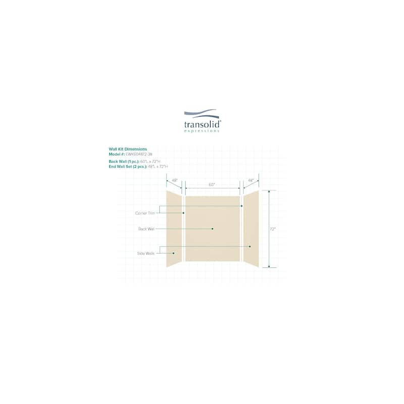 Transolid Expressions 48-in X 60-in X 72-in Glue to Wall Shower/Walls - 60" x 48" x 72"