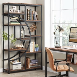 Bookshelf 5 Shelf Industrial Etagere Bookcase for Bedroom, Living Room, Home Office