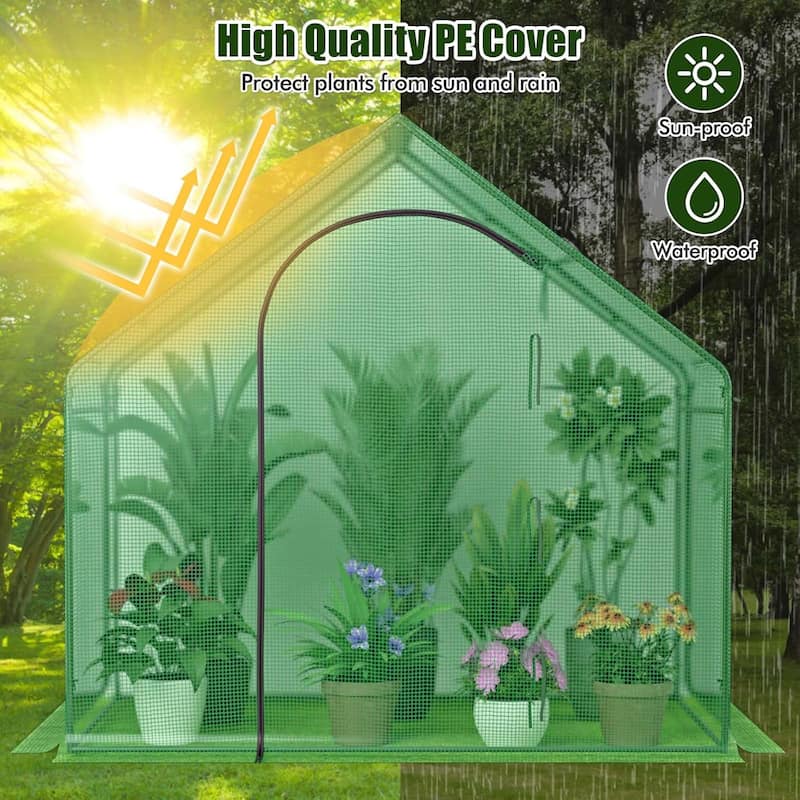 6x3x5.5 FT Mini Walk-in Greenhouse Portable Outdoor Winter Warm House - Green - 71" x 40" x 66"