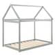 preview thumbnail 6 of 6, Twin House Bed Frame Solid Wood Kids Platform Floor Bed with Roof Grey