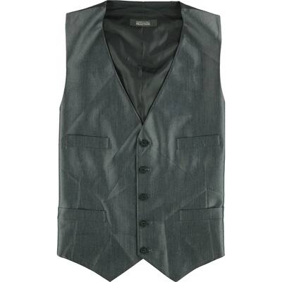 Kenneth Cole Mens Pinstripe Five Button Vest, Grey, 44 Regular