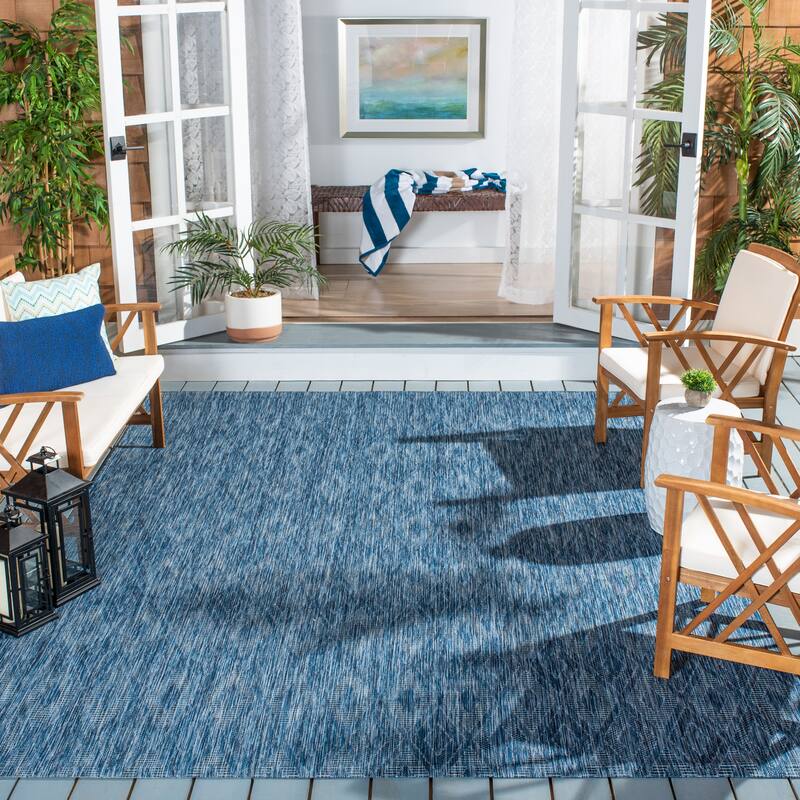 SAFAVIEH Courtyard Marolyn Indoor/ Outdoor Waterproof Patio Backyard Rug - 8' x 10' - Navy/Navy