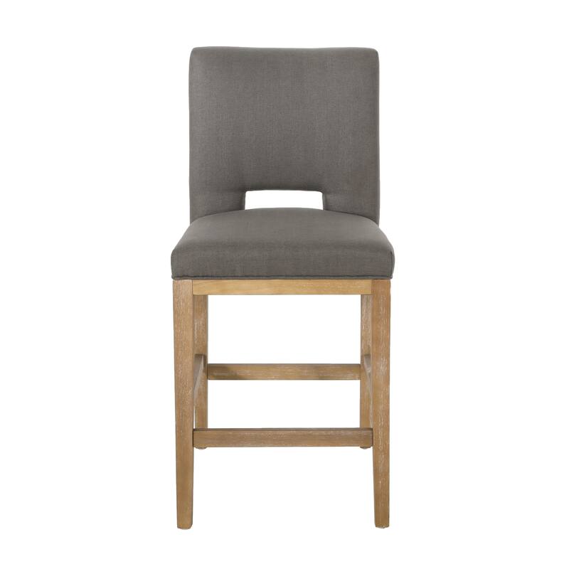 Roomfitters Upholstered Counter Stool, 26" Padded Kitchen Island Chair with Wood Legs, Grey