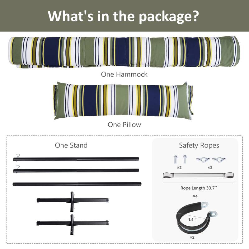 Outdoor Portable Double Hammock with Stand&Pillow Max 475 lbs Capacity