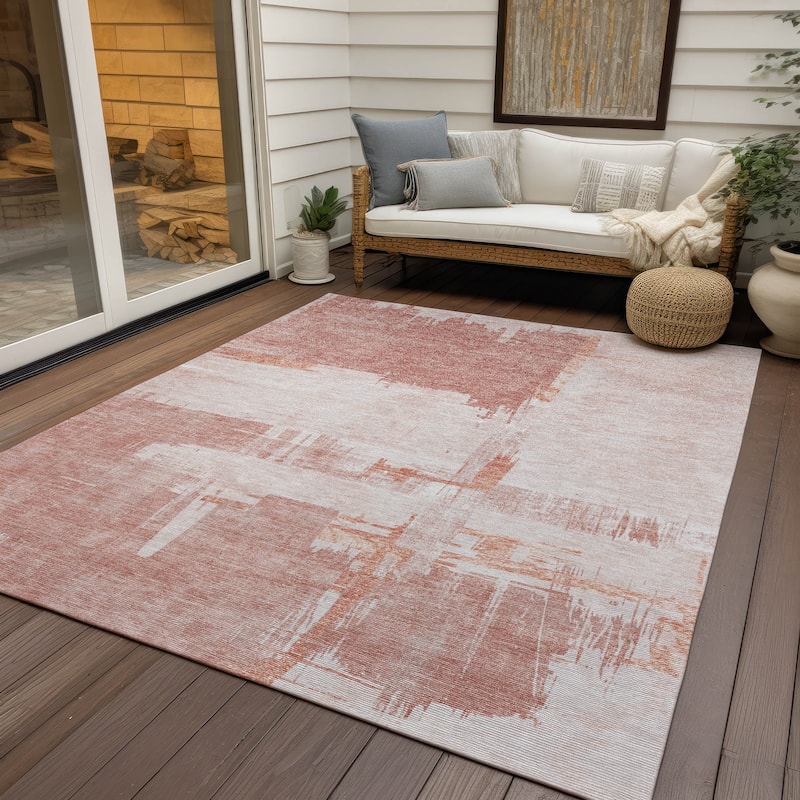 Machine Washable Indoor/ Outdoor Chantille Abstract Modern Rug