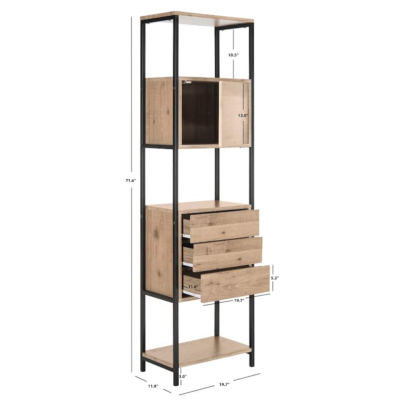 SAFAVIEH Herriet Oak Brown/ Black Etagere - 19.7' x 11.8' x 71.6' - 20Wx12Dx72H