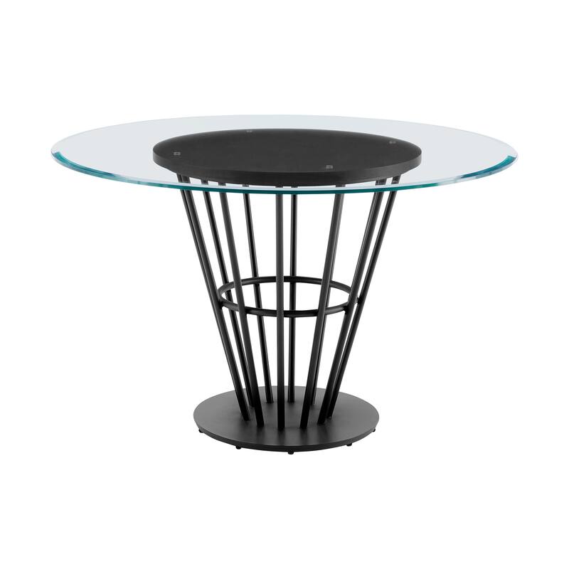 Veronica Shannon 5 Piece Round Glass Dining Table Set with Metal Frame and Upholstered Chairs