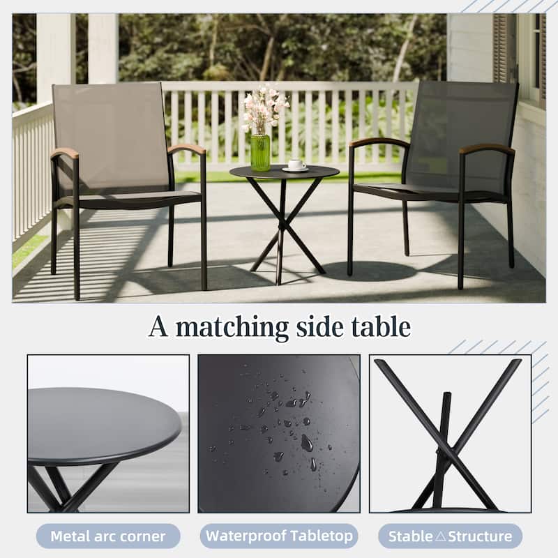 Futzca 3-Piece Patio Bistro Sets, Two Chairs with Coffee Table