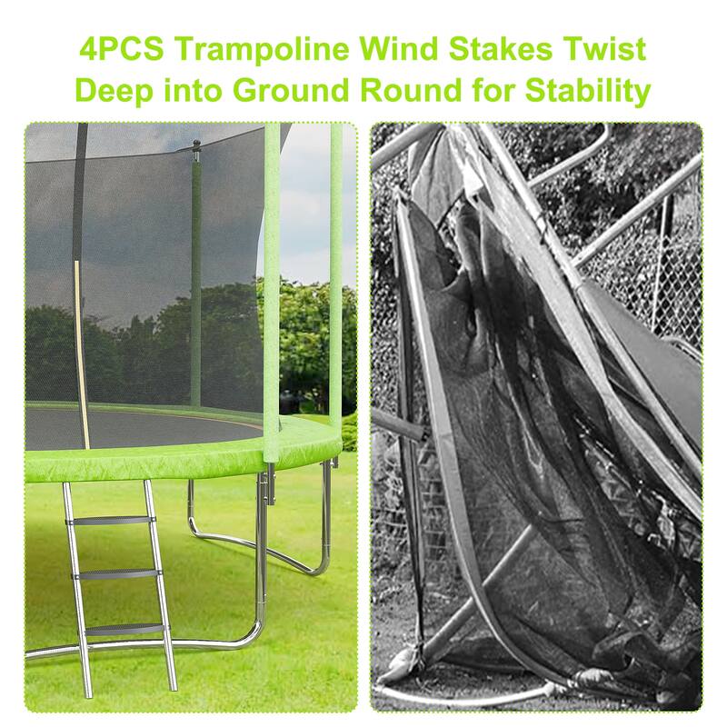 10FT Trampoline, Recreational Trampolines with Enclosure Net and Ladder