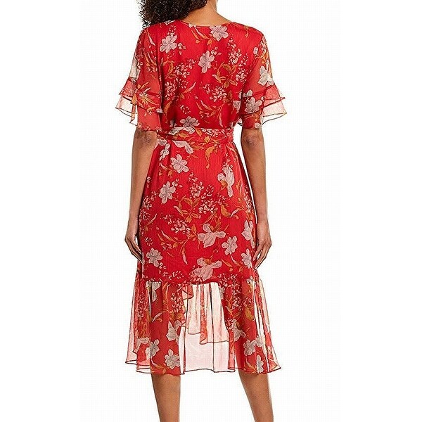 vince camuto red floral dress