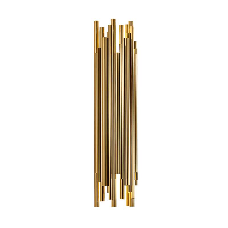 2-Light Gold Stainless Steel Rod Wall Sconce