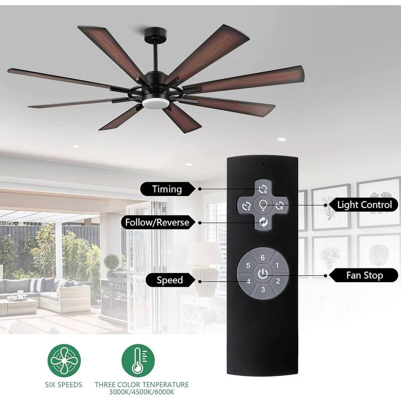 AeroBlade 80" 8-Blade 6-Speed Ceiling Fan with LED Light