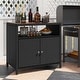 preview thumbnail 15 of 18, Costway Patio Rattan Storage Cabinet with Acacia Wood Countertop Open - See Details