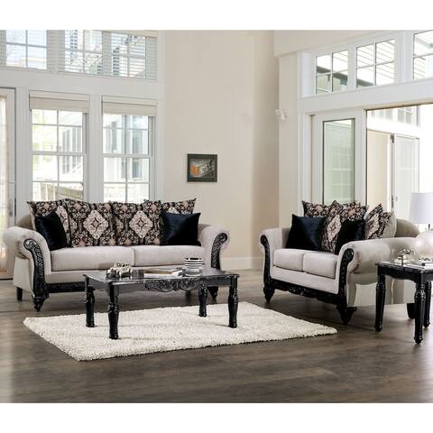 Furniture of America Novala Light Brown Chenille 2-Piece Sofa Set