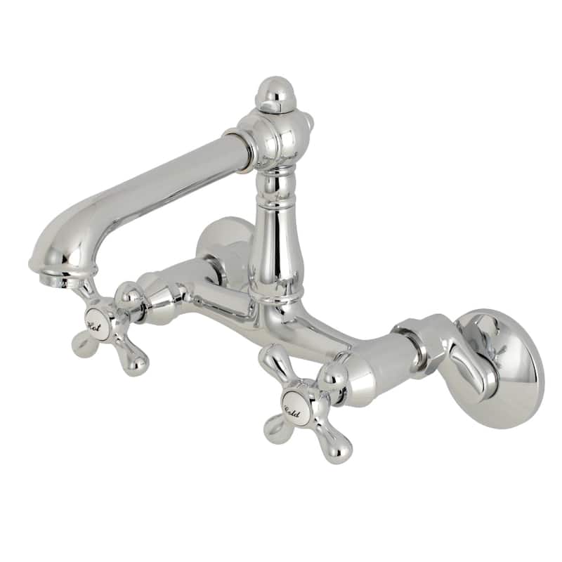 Kingston Brass English Country 6-Inch Adjustable Center Wall Mount Kitchen Faucet - Polished Chrome