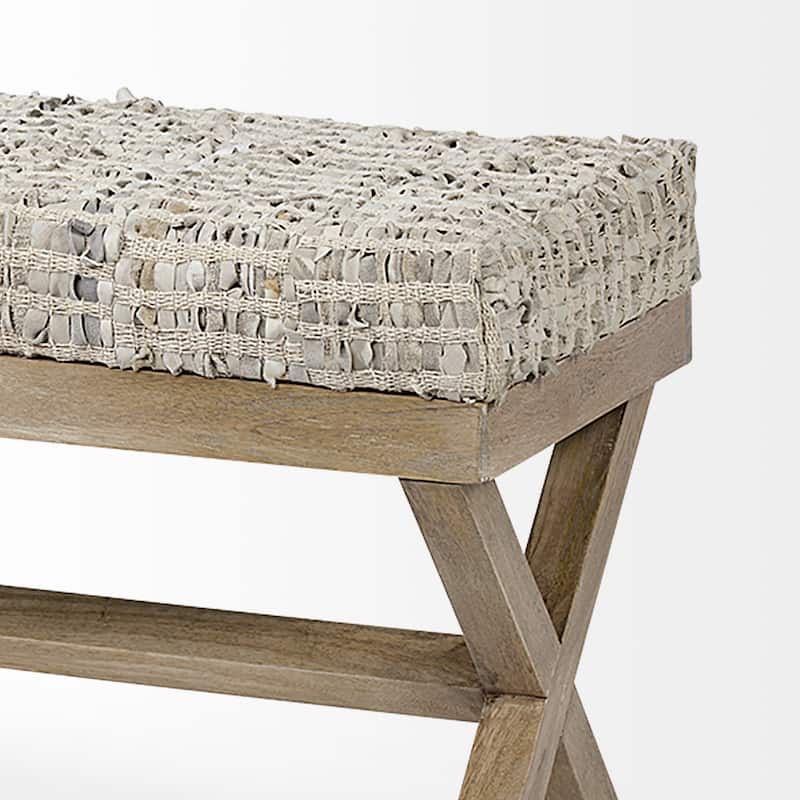 Solis Black & Cream Upholstered Patterned Seat Accent Bench