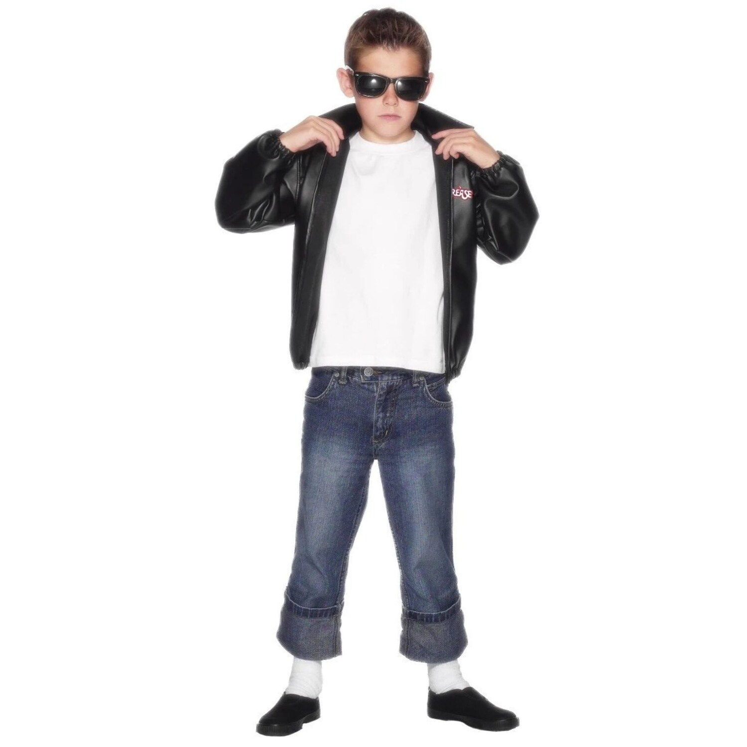 Shop 40 Black Grease T Birds Boy S Tween Size Jacket With Logo Overstock 29184318