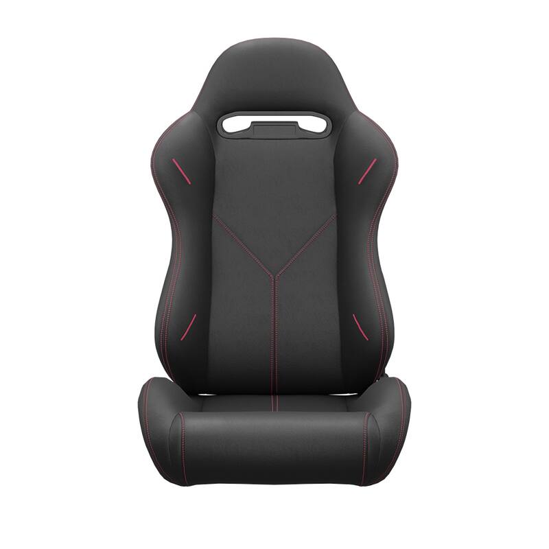 2PC Bucket Racing Seats Red Stitch Red Reclinable Leather Back,Adjustor Slider,Not Including Seat Bracket,1 box of 2 pieces