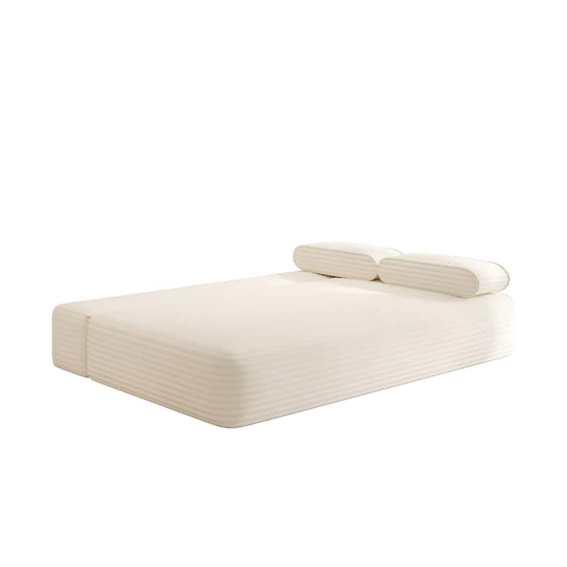 78.7-Inch Convertible Sofa Bed, 2-in-1 Frameless 3-Seater Couch with Plush Corduroy Fabric for Small Spaces