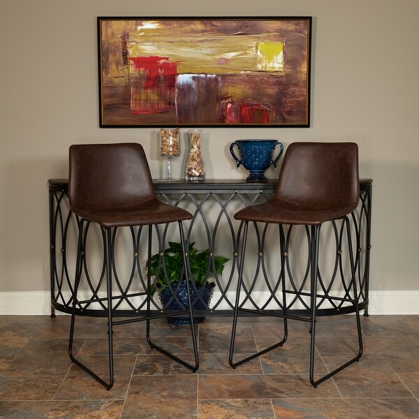LeatherSoft Upholstery Bar Height Stool (Set of 2). Opens flyout.