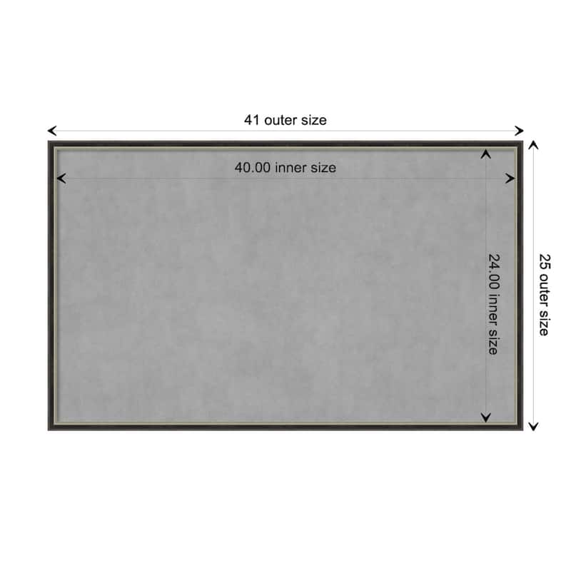 Amanti Art Theo Black Silver Narrow Framed Magnetic Board - Board Size 40x24