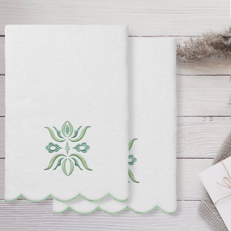 Authentic Hotel and Spa 100% Turkish Cotton FLOWER CREST Scallop Towel Collection