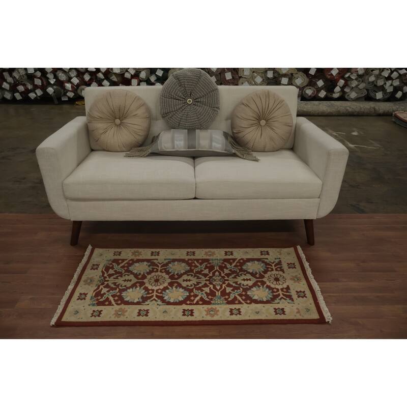 Hand Knotted Oriental 100% Wool Carpet Traditional All-Over Brown Ziegler Area Rug - 4' 0'' X 2' 0''