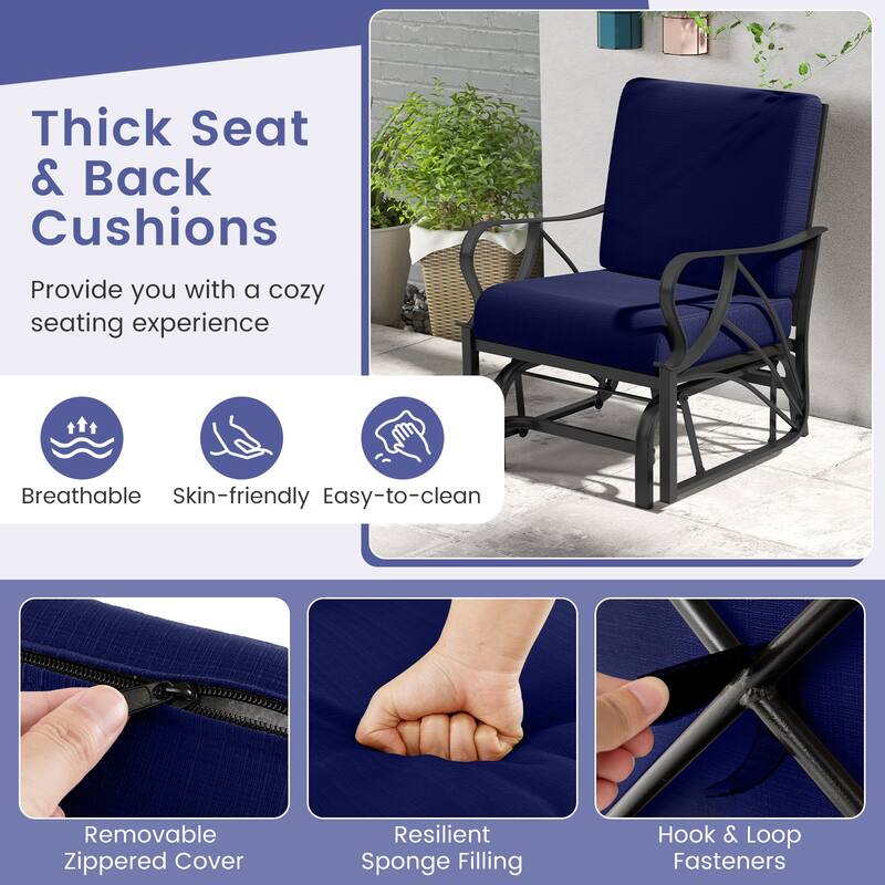 Gymax Patio Glider Chair Single Outdoor Rocking Chair w/ Seat & Back