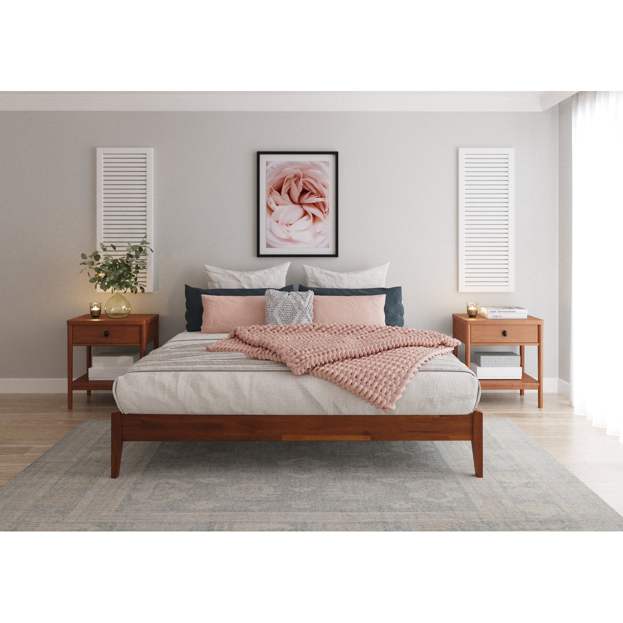 Mid century bed best sale frame no headboard
