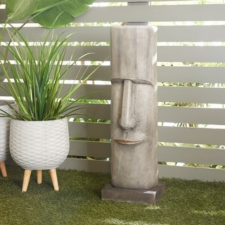 The Novogratz Brown Magnesium Oxide Indoor Outdoor Easter Island Head Garden Sculpture