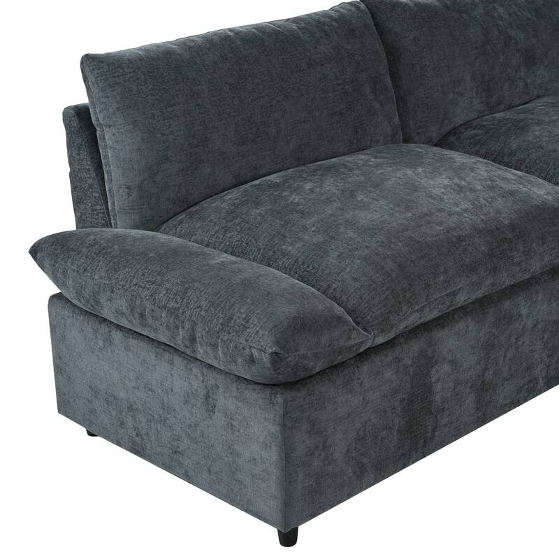 115.5" Polyester Modular Sectional Sofa with Storage & Plush Cushions