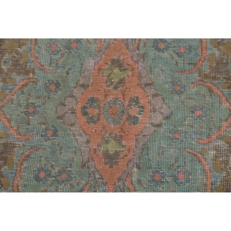 Distressed Gray Tabriz Persian Vintage Area Rug Handmade Wool Carpet - 8'8"x 12'0"