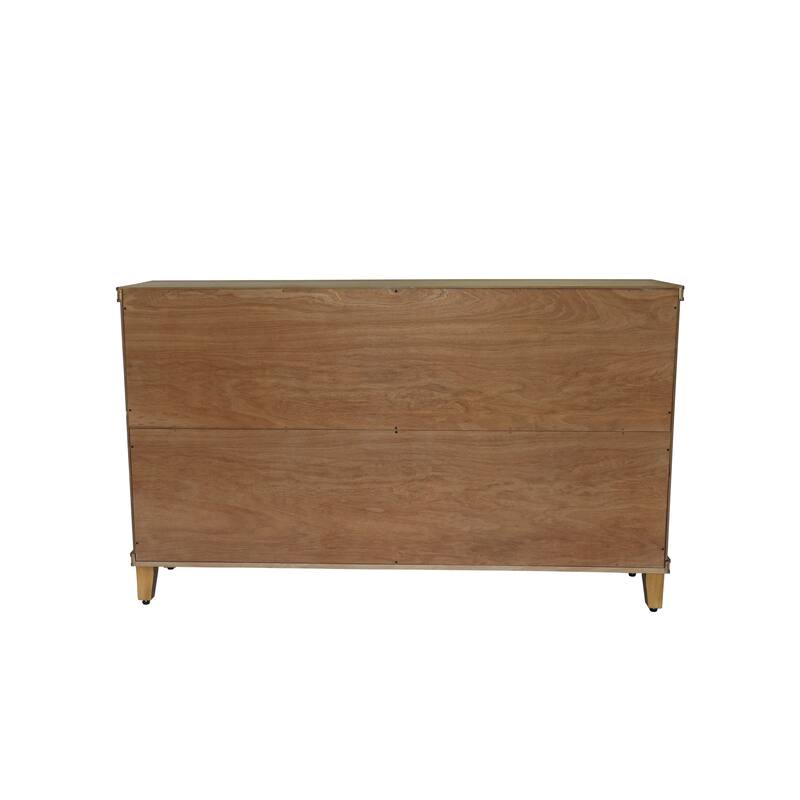 59" Natural Wood Media Console- 4-Door Accent Cabinet for Living Room, Entryway or Bedroom - Versatile Buffet &Storage Solution‌