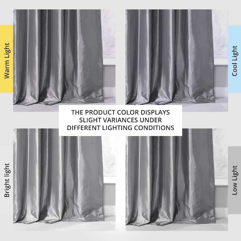 Exclusive Fabrics Single Ruched Faux Solid Taffeta Curtain (1 Panel)