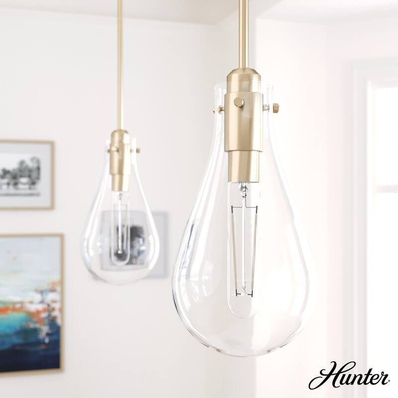 Hunter Lundin 1 Light Pendant - Kitchen Island, Dining Room - Contemporary, Transitional - Palm Gold