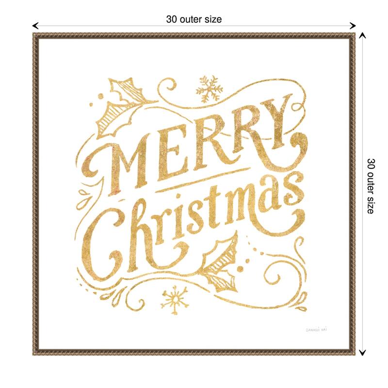 White and Bright Christmas IV by Danhui Nai Framed Canvas Wall Art Print - 30 x 30 in