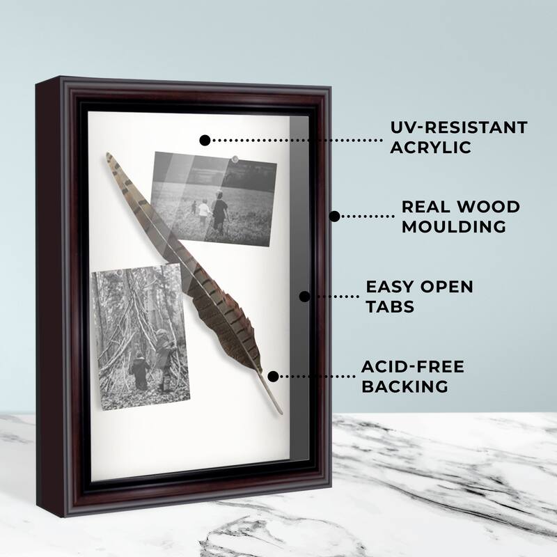 17x21 Shadow Box Frame Brown Cherry | 2.625 Inches Deep Pine Wood