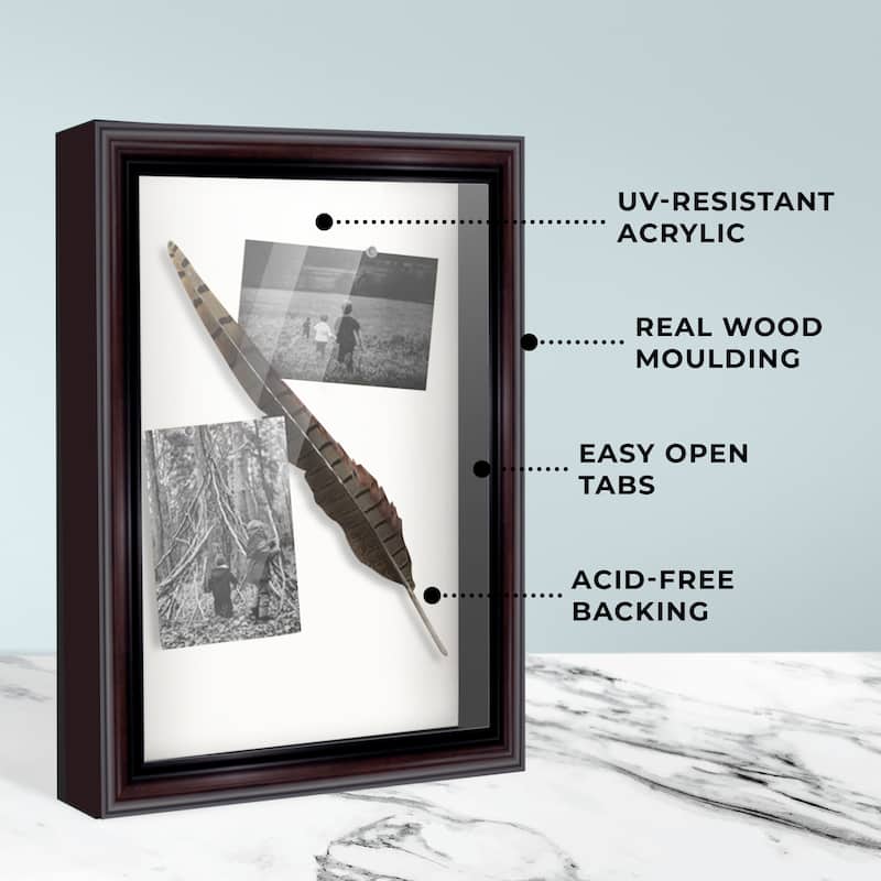17x24 Shadow Box Frame Brown Cherry | 2.625 Inches Deep Pine Wood