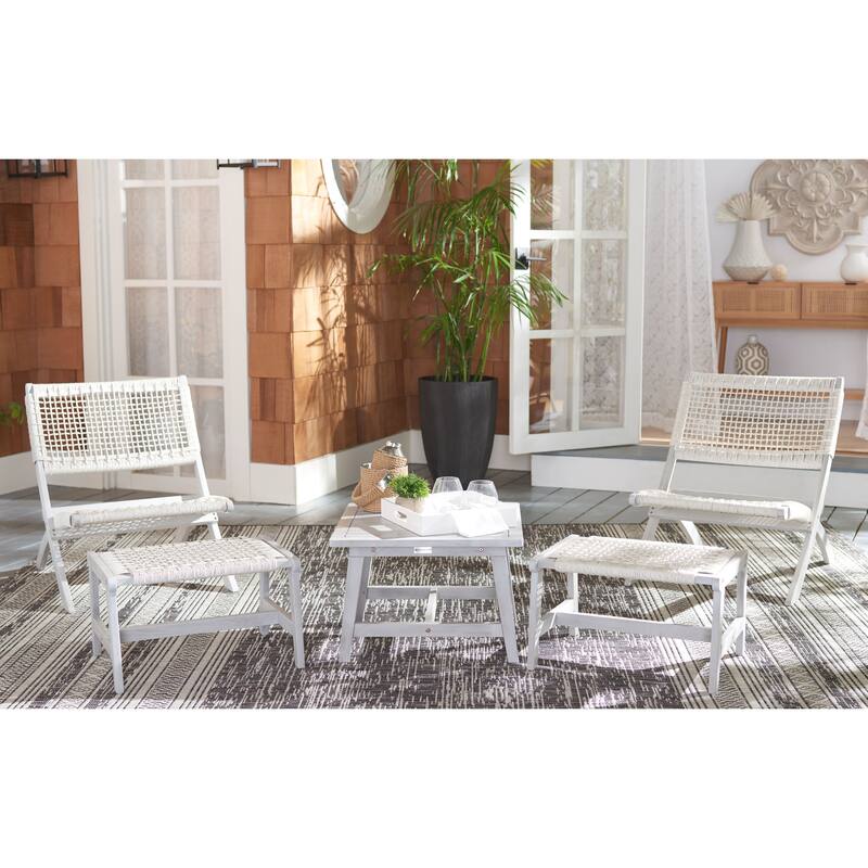 SAFAVIEH Lissy Acacia/ Rope Outdoor Chair & Table Set - 24W x 28D x 31H