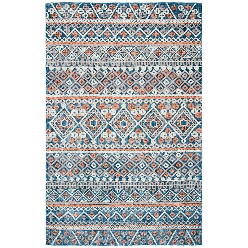 SAFAVIEH Handmade Aspen Crona Moroccan Boho Wool Rug - 2'3" x 5' - Blue/Orange
