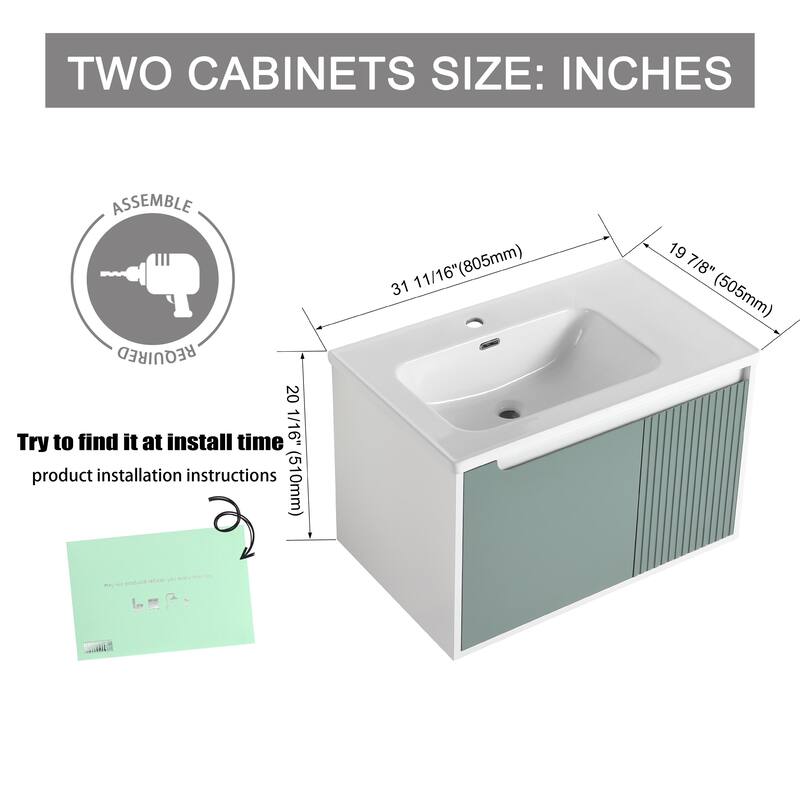 Bathroom Vanity With Sink In 32/36/40/84/76/92 Inch, Floating Bathroom Vanity With Soft Close Door