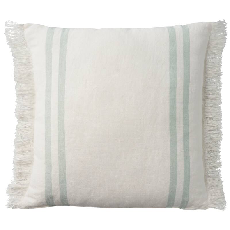 Mina Victory Lifestyle Cotton Linen Stripes 20" x 20" Sage Indoor Throw Pillow - 20" x 20"
