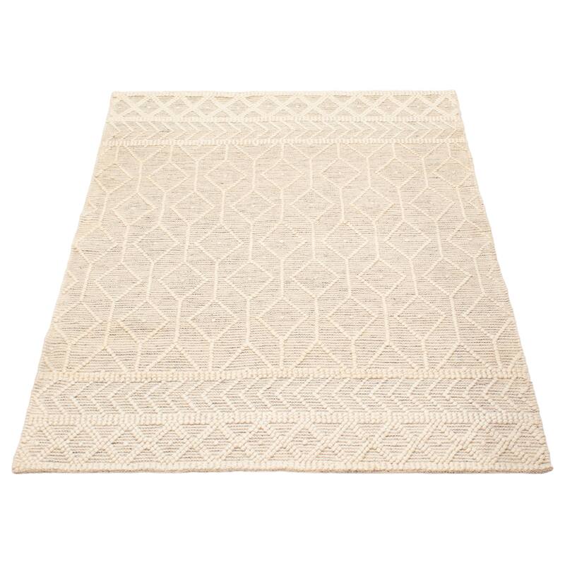 ECARPETGALLERY Braid weave Sienna Cream Wool Rug - 4'11 x 6'11