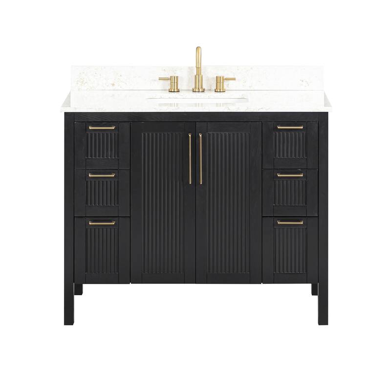 Avanity LUKA-VS43-AL Luka 42" Free Standing Single Basin Vanity Set - Black Oak - Oak Finish