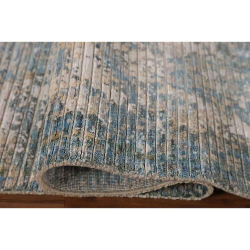 Striped / Abstract Area Rug Hand-Knotted Wool Carpet - 5'6"x 7'8"