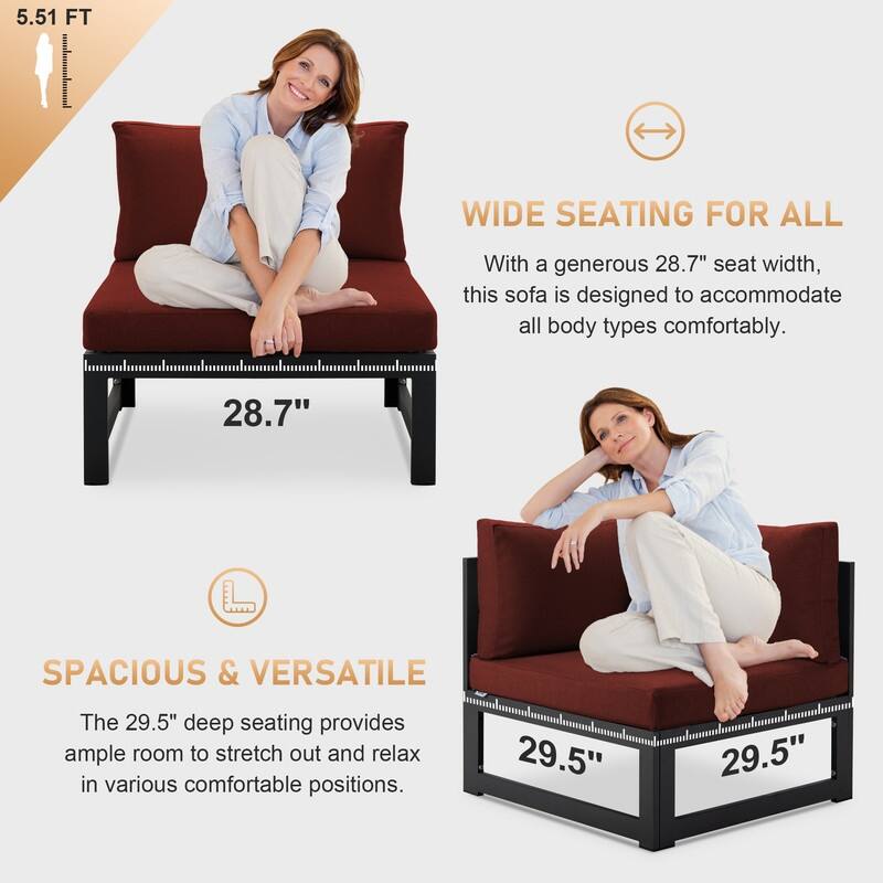 FINCATI Aluminum Outdoor Patio Furniture Conversation Sectional Sofa Set