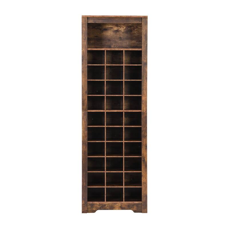 Tall Shoe Cabinet 30 Shoe Cubby Console Free Standing Shoe Organizer With Multiple Storage For Hallway Entryway Bedroom - Brown