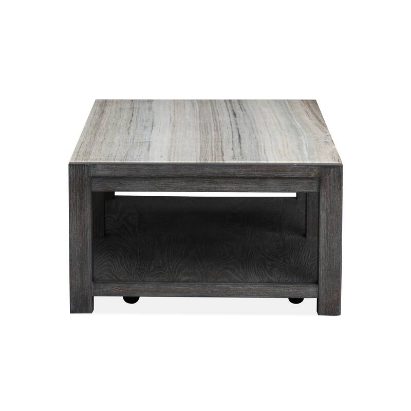 Magnussen Home Plum Creek Ravenwood Black Rectangular Cocktail Table with Casters - 52''W x 30''D x 17.5''H
