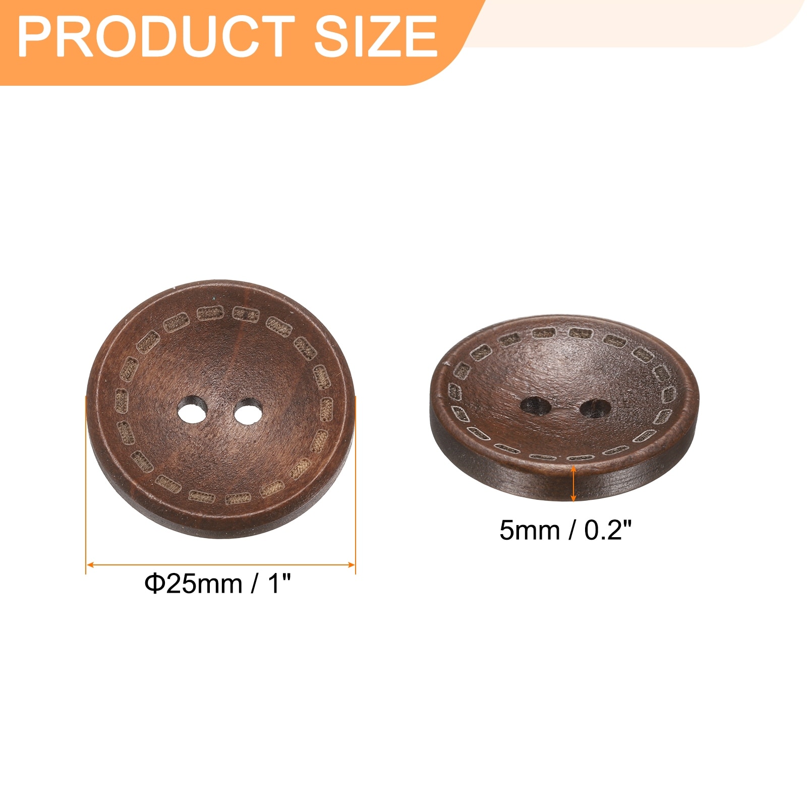 Wooden Sewing Button 2 Holes Wood Round Craft Replacement Buttons for Sewing Clothing Pillow DIY Crafts Decoration